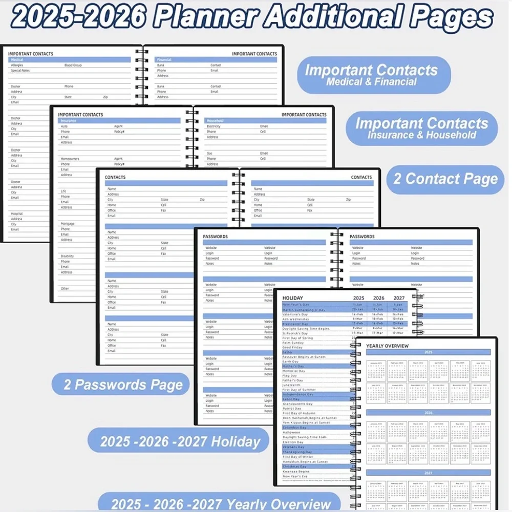 NWT Black Monthly Planner 2025-2026